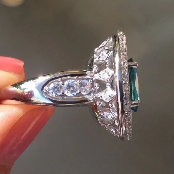 NEW 2.33ct Natural Earth Mined VVS Apatite Estate Sterling Silver Ring 6